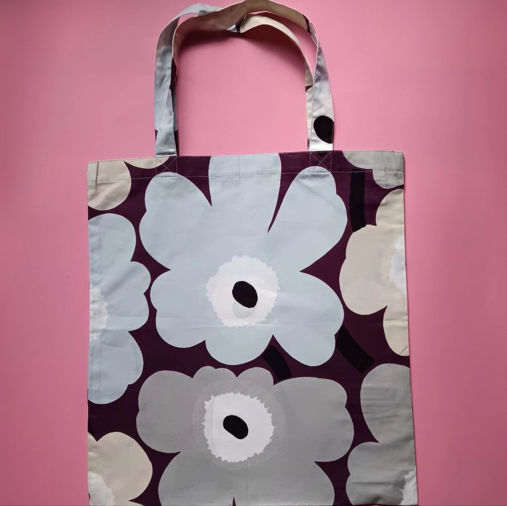 NWT Marimekko Silver Medal "Unikko" Cotton Tote Shopping Bag - Picture 5 of 6